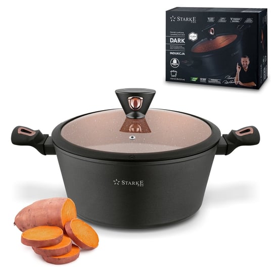 Duży Garnek Indukcja Z Pokrywką Granitowy Garnek Non Stick Dark Copper 6L Starke Pro Starke PRO