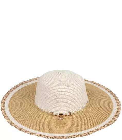Duży kapelusz słomkowy szerokie rondo dwukolorowy Agrafka