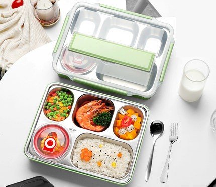 Duży Lunchbox, Zielony, Ze Sztućcami Ze Szczelnym Pojemnikiem Na Zupę brak danych