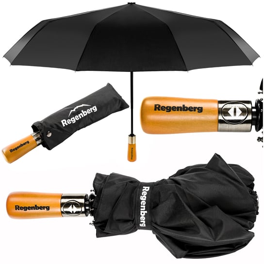Duży parasol czarny składany automatyczny REGENBERG Zolta