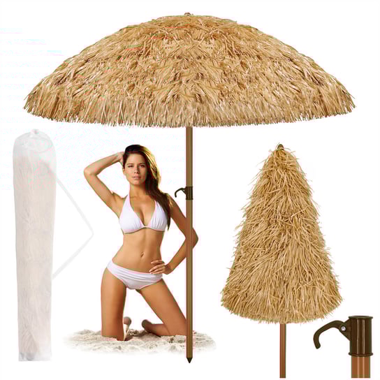 Duży Parasol Ogrodowy Plażowy Hawajski 160 Cm Na Balkon Taras Ogród Xxl Domarex