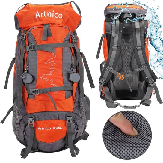 Duży Plecak trekkingowy Artnico 80+5l pomarańczowy ARTNICO
