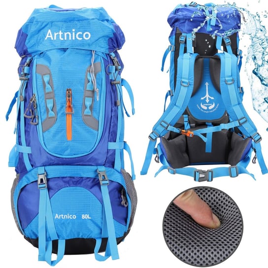Duży Plecak trekkingowy Artnico 80l jasny niebieski ARTNICO
