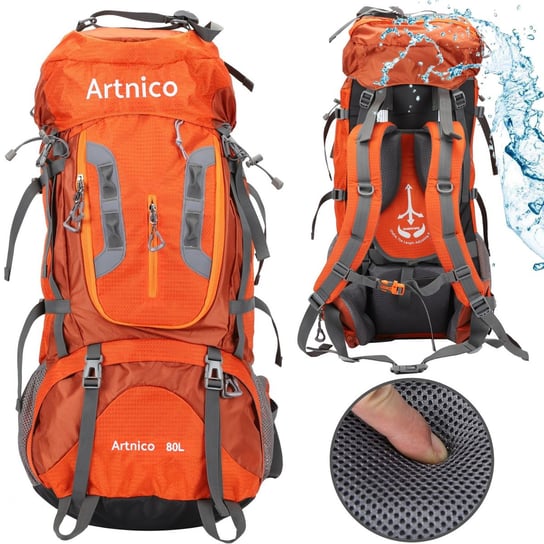 Duży Plecak trekkingowy Artnico 80l pomarańczowy ARTNICO