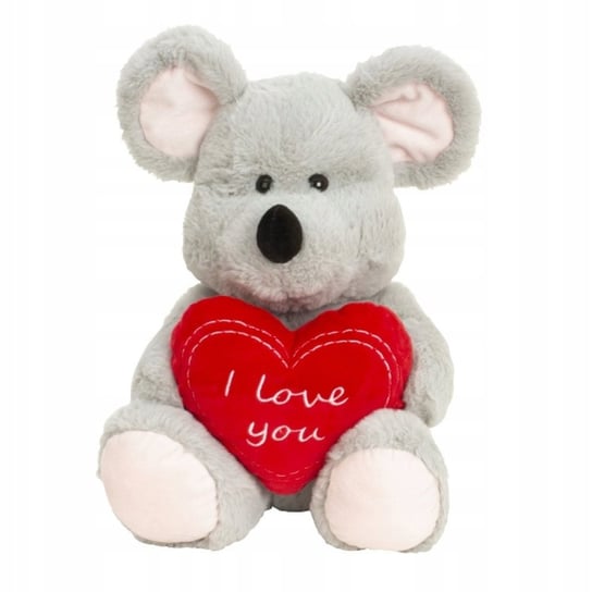 Duży Pluszowy miś myszka szara siedząca z sercem "Kocham Cię" Inna marka
