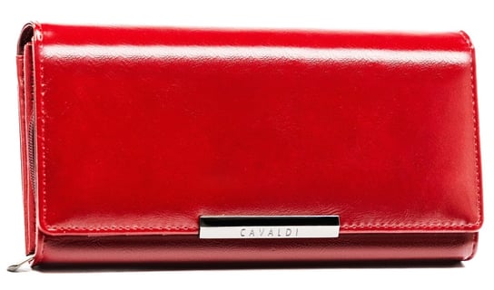 Duży pojemny portfel damski na zatrzask portfel na karty z ochroną RFID Cavaldi, czerwony 4U CAVALDI