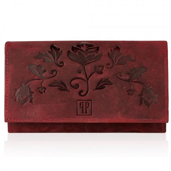 Duży portfel damski czerwony skórzany Paolo Peruzzi