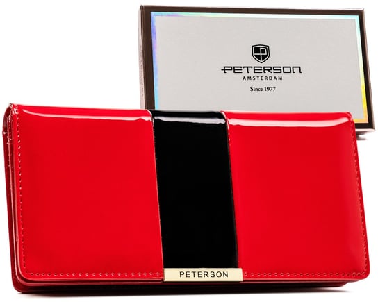 Duży portfel damski lakierowany + pudełko PETERSON Peterson