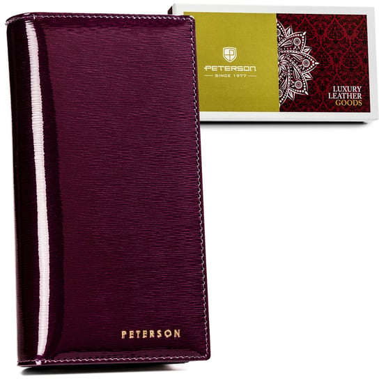 Duży portfel damski na prezent ochrona RFID Peterson, ciemnofioletowy Peterson