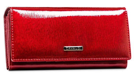 Duży portfel damski z lakierowanej skóry naturalnej Cavaldi, czerwony 4U CAVALDI