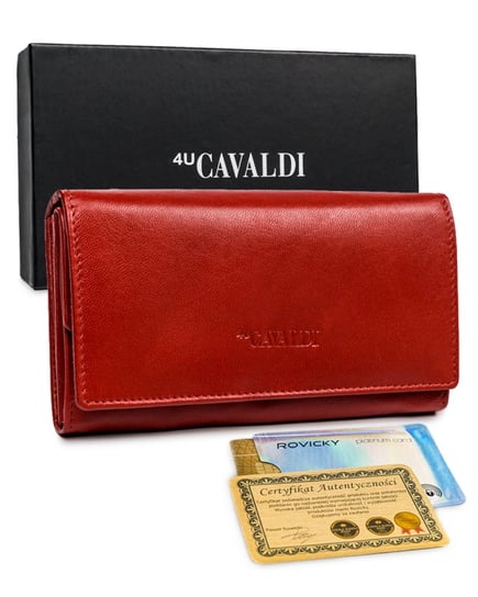Duży portfel damski, zamykany na zatrzask, ze skóry naturalnej Cavaldi 4U CAVALDI