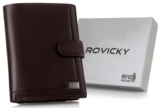 Duży portfel męski na karty ze skóry naturalnej RFID Stop Rovicky, brązowy Rovicky