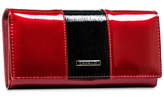 Duży portfel na karty portfel damski ze skóry naturalnej lakierowanej Cavaldi, czerwono-czarny 4U CAVALDI