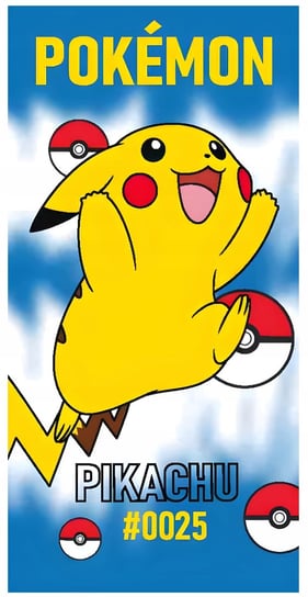 Duży ręcznik bawełniany kąpielowy plażowy 70x140 pokemon pikachu pokeball Carbotex