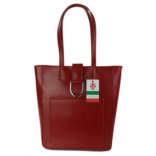 Duży shopper bag na ramię Vera Pelle , Włoska skórzana torba Czerwona SBKB11R Vera Pelle
