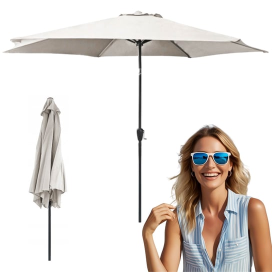 DUŻY SKŁADANY REGULOWANY PARASOL OGRODOWY 300CM WODOODPORNY 8-SEGMENTOWY FUNFIT