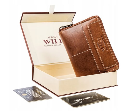 Duży, skórzany portfel w orientacji pionowej z systemem RFID — Always Wild Always Wild