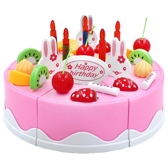Duży tort urodzinowy do krojenia na rzep świeczki 37 el KinderSafe