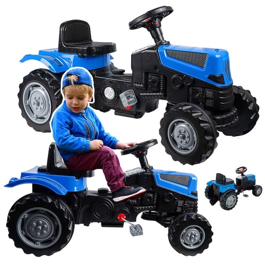 Duży Traktor Na Pedały Dla Dzieci 95Cm Niebieski Z591 elektrostator