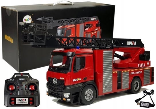 Duży Zdalnie Sterowany Samochód Rc Straż Pożarna Obrotowa Drabina Nadajnik Lean Toys