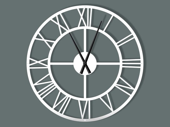 Duży zegar metalowy Roma loft 100 cm biały matowy Inna marka