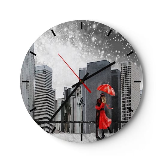 Duży zegar ścienny - Człowiek nie kamień - 40x40cm - Nowy Jork Miasto Miłość - Okrągły zegar ścienny - Nowoczeny Stylowy Zegar do salonu do kuchni - Cichy i Modny zegar ARTTOR