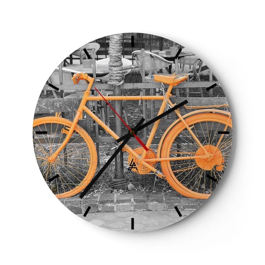 Duży zegar ścienny - Idź, ja tu poczekam - 40x40cm - Rower Vintage Miasto Podróże - Okrągły zegar ścienny - Nowoczeny Stylowy Zegar do salonu do kuchni - Cichy i Modny zegar ARTTOR