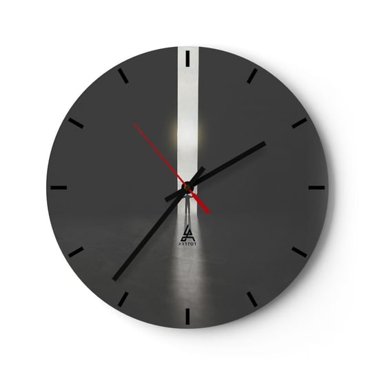 Duży zegar ścienny - Krok do jasnej przyszłości - 40x40cm - Abstrakcja Człowiek Sztuka - Okrągły zegar ścienny - Nowoczeny Stylowy Zegar do salonu do kuchni - Cichy i Modny zegar ARTTOR