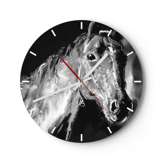 Duży zegar ścienny - Lśnienie szlachetnej duszy - 40x40cm - Zwierzęta Koń Klacz - Okrągły zegar ścienny - Nowoczeny Stylowy Zegar do salonu do kuchni - Cichy i Modny zegar ARTTOR