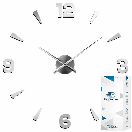Duży Zegar Ścienny Naklejany Na Ścianę Nowoczesny Srebrny Af products