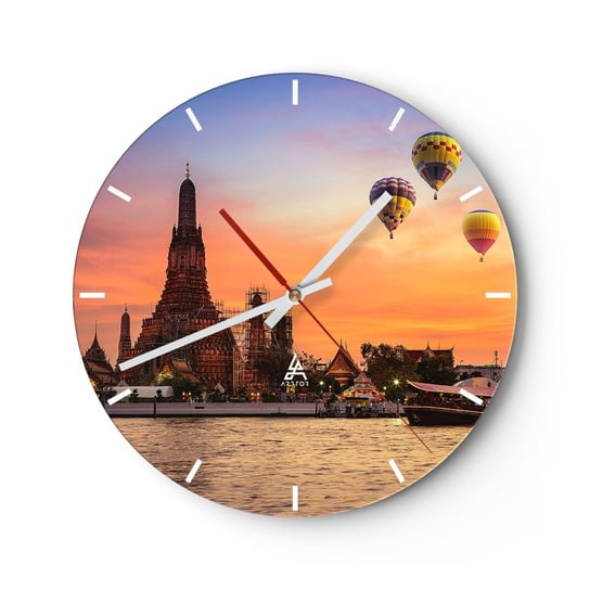 Duży zegar ścienny - Tutaj rodzą się baśnie - 40x40cm - Bangkok Świątynia Świtu Tajlandia - Okrągły zegar ścienny - Nowoczeny Stylowy Zegar do salonu do kuchni - Cichy i Modny zegar ARTTOR