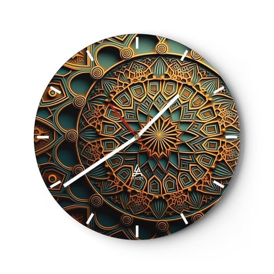Duży zegar ścienny - W arabskim klimacie - 40x40cm - Mozaika Arabski Ozdoby - Okrągły zegar ścienny - Nowoczeny Stylowy Zegar do salonu do kuchni - Cichy i Modny zegar ARTTOR