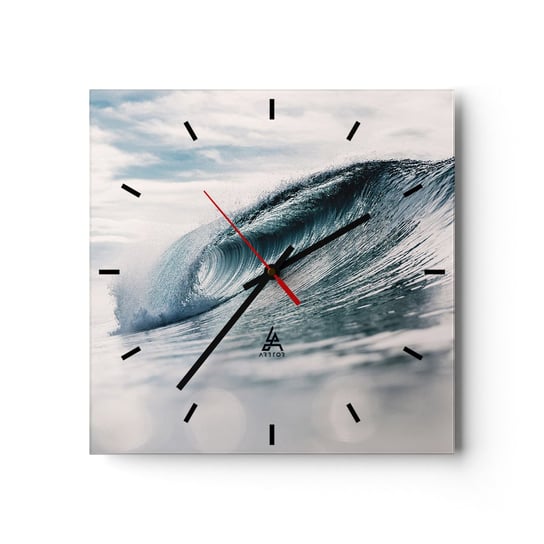 Duży zegar ścienny - Wodny szczyt - 40x40cm - Fala Morska Morze Ocean - Kwadratowy zegar ścienny - Nowoczeny Stylowy Zegar do salonu do kuchni - Cichy i Modny zegar ARTTOR