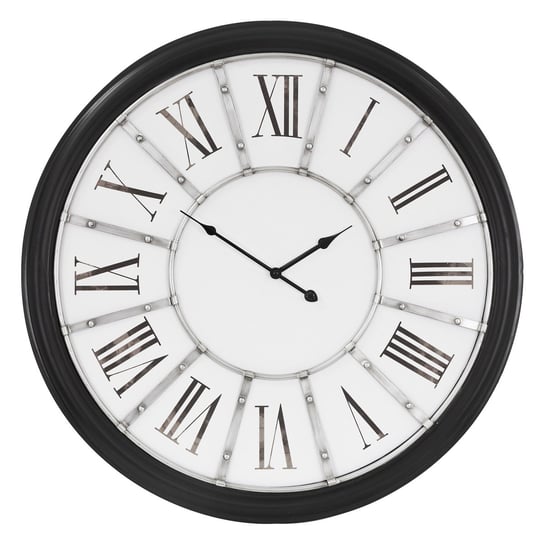 Duży Zegar Ścienny Z Cyframi Rzymskimi Ø 71 Cm Biało-Czarny, Wykonany Z Drewna, Wzór Womo Inna marka