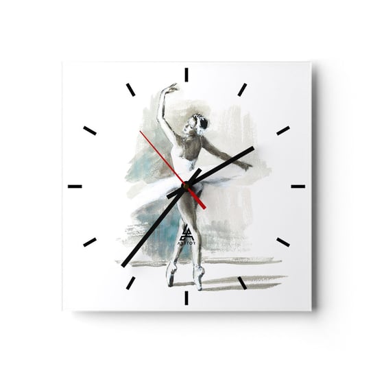 Duży zegar ścienny - Zaklęta w łabędzia - 40x40cm - Baletnica Taniec Balet - Kwadratowy zegar ścienny - Nowoczeny Stylowy Zegar do salonu do kuchni - Cichy i Modny zegar ARTTOR