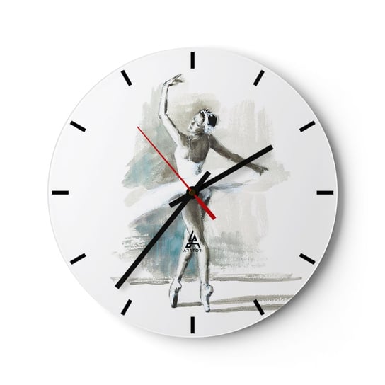 Duży zegar ścienny - Zaklęta w łabędzia - 40x40cm - Baletnica Taniec Balet - Okrągły zegar ścienny - Nowoczeny Stylowy Zegar do salonu do kuchni - Cichy i Modny zegar ARTTOR