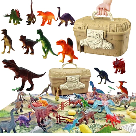 Duży Zestaw Dinozaurów W Walizce Figurki Akcesoria Dinozaur Dino + Mata Import ProNice