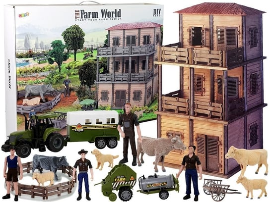 Duży Zestaw Do Złożenia Farma Traktor Zwierzęta Zagroda DIY Lean Toys