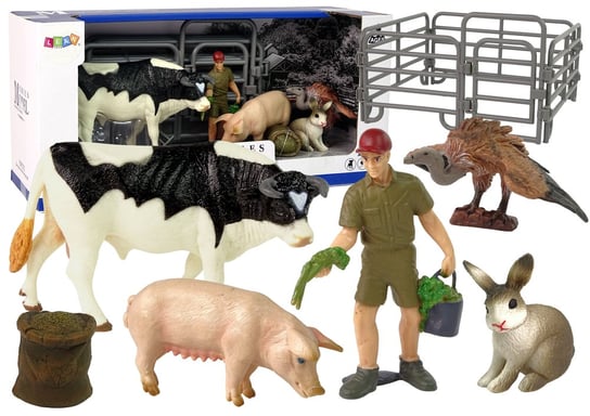 Duży Zestaw Figurek Farma Wieś Krowa Świnia Zając Sęp Lean Toys