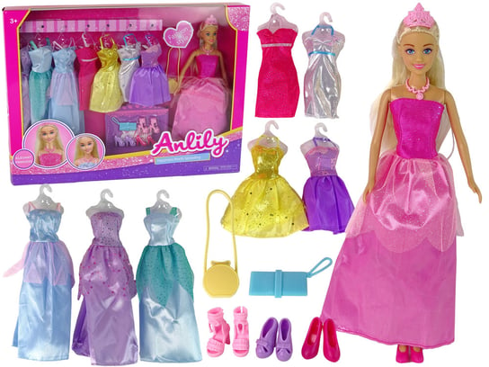 Duży Zestaw Lalka Z Garderobą Sukienki Dodatki Ubranka Lean Toys