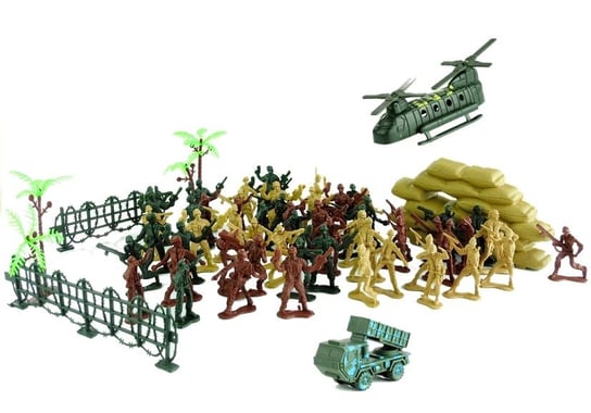 Duży Zestaw Militarny Wojskowy Żołnierze 71 Części Lean Toys