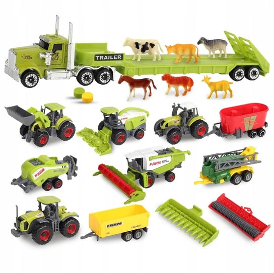 Duży Zestaw Pojazdów Rolniczych Traktor Ciągnik Kombajn Zestaw Farmer Picollo