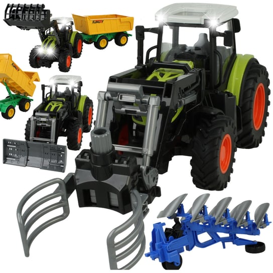 Duży Zestaw Traktor Z Napędem Frykcyjnym + Maszyny Rolnicze elektrostator