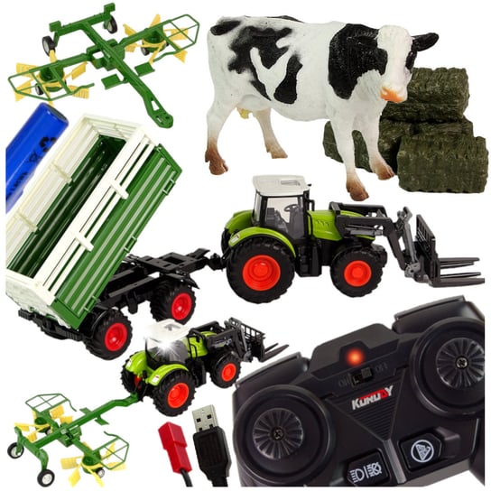 Duży Zestaw Traktor Zdalnie Sterowany R/C + Maszyny Rolnicze + Figurka Z909 elektrostator