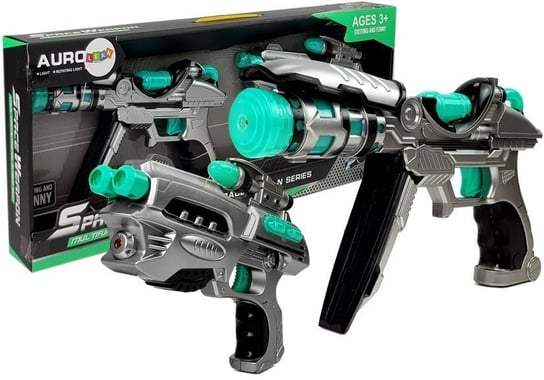 Dwa Pistolety Kosmiczne Efekty Dźwiękowe Świetlne Lean Toys