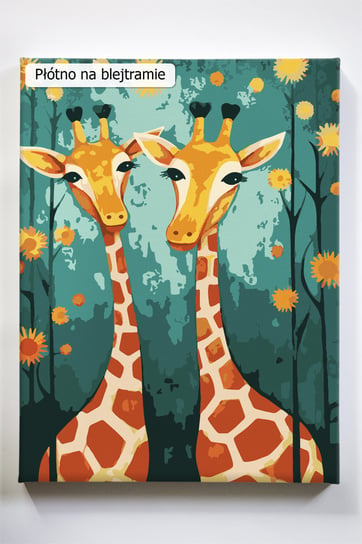 Dwie żyrafy, zwierzęta, dzieci, malowanie po numerach, blejtram Akrylowo