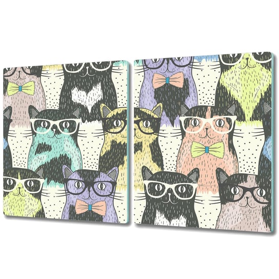 Dwuczęściowa Deska Kuchenna z Nadrukiem - 2x 40x52 cm - Koty w okularach Coloray