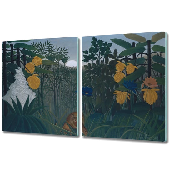 Dwuczęściowa Deska Kuchenna ze Wzorem - 2x 40x52 cm - Lew zachód słońca Coloray