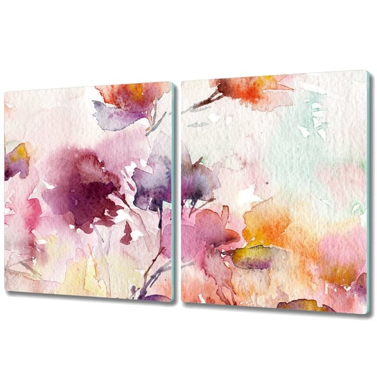 Dwuczęściowa Deska Kuchenna ze Wzorem - 2x 40x52 cm - Obraz pastele kwiaty Coloray