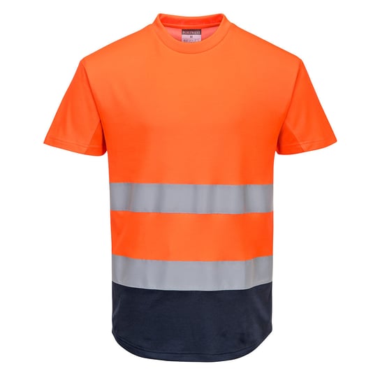 Dwukolorowy t-shirt siatkowy Granat Pomarańcz L Portwest